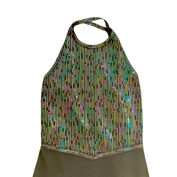 St. John Black beaded Backless halter gown long knit Dress size 10 - Picture 6 of 12